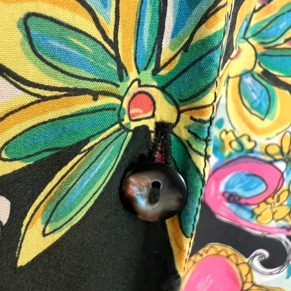 80's Silk Funky Flower Print Shirt-Size Medium - Peaches & Smith-Unisex - Picture 7 of 8